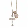 Collar con Corazón Cruzado y Circonita Estilo Dulce y Fresco Francés Cadena para Clavícula Diseño de Nicho Joyería de Lujo Ligero Venta al por Mayor