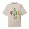 Comércio Exterior Transfronteiriço Em Estoque Derreter Conector Estilo Americano Marca Tendência High Street Retro Estampa Líquida Camiseta Casual Solta de Manga Curta
