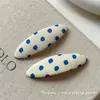 Pinza BB ovalada de estilo coreano retro con bloques de color y lunares, accesorio para el cabello de pinza lateral con textura única para flequillo