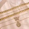 Collar con Colgante de Moneda, Cruz, Mariposa de Aleación de Aluminio, Retro Multicapa Transfronterizo Europeo y Americano, Cadena Gruesa