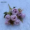 Simulação de 7 cabeças rosa pérola fotos de casamento segurando buquê flores artificiais decoração de foto retrô segurando flores comércio exterior flores de seda