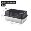 Popular caja de arena semi-cerrada para gatos de acero inoxidable, inodoro para gatos anti-salpicaduras y anti-esparcimiento de arena, fábrica de cajas de arena para gatos estilo abierto