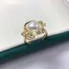 Anillo de Perla de Agua Dulce Natural de Zhuji para Mujer con Diseño de Circonita Micro-pavimentada Joyería de Mano con Perlas Venta al por Mayor Dropshipping