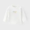 Camiseta de Algodão Puro Estilo Novo Primavera e Outono para Crianças, Camiseta Base de Algodão com Estampa de Desenho Animado Casual Estilo Novo Outono e Inverno