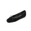 Bailarinas súper suaves de piel de oveja con lazo, dulces y lindas, de punta redonda, colección primavera 2026, zapatos cómodos sin cordones para abuelas
