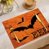 Set Fantasma de Amazon Mantel de Comedor Estilo Occidental Calavera de Terror Ambiente Mantel Decorativo de Comedor Lino Estampado Mantel con Aislamiento Térmico