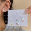 Pendientes de seis piezas con diseño de nicho de gato y pez, diseño de libro rojo, con forma de estrella Mori dulce y garra de gato.