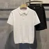 Camisa polo de punto de manga corta para hombre de lujo ligero, nuevo estilo de verano, camiseta de manga media de color liso de seda helada con cuello vuelto para hombre