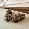 Zapatos de Cuero Lindos Estilo Princesa para Niñas 2026 Nuevo Estilo Primavera/Otoño Zapatos Individuales con Velcro y Suela Suave con Lazo Floral para Niños