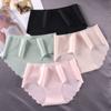 Fábrica atacado gelo de seda sem costura underwear mulheres de algodão virilha meninas cuecas cintura média cor sólida cuecas cueca mulheres