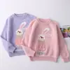 Suéter Grueso de Lana Hecho a Mano con Dibujo de Conejo para Niñas, Nuevo Suéter Pulóver de Cuello Redondo Otoño/Invierno para Niños Mayores, Suéter de Capa Base