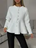 Suéter Cardigan de Veludo Imitação de Visão Cruzada para Mulheres no Outono e Inverno Novo Top de Cauda de Peixe de Alta Qualidade Jaqueta de Tricô de Pequena Fragrância Elegante