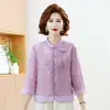 Nueva ropa de verano estilo chino para madres, camisa tradicional de manga tres cuartos, nueva blusa estampada de moda para mujeres de mediana edad y mayores en verano