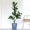 Planta Artificial Estilo Nórdico Ficus Lyrata com Borda Branca Planta Verde Artificial para Casa Pátio Exibição no Chão Planta Falsa