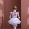 Roupa de Dança Infantil Algodão Puro Roxo Manga Longa Outono e Inverno Roupa de Prática para Meninas Exame de Grau Tutu Infantil Peça Única Novo Estilo