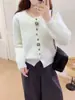Cardigan de Punto de Flor Estéreo de un Solo Botón, Suéter Chaqueta de Terciopelo Imitación de Visón Suave con Cuello Redondo para Mujer, Nuevo Estilo Primavera 2026