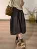 Saia midi evasê com estampa floral estilo coreano para mulheres, nova coleção outono 2026, cintura alta, corte solto, versátil