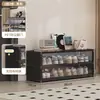 Sapateira para uso doméstico, multicamadas, transparente e visualmente atraente, adequada para uso interno, quartos de dormitório e entradas; um sapateiro simples e à prova de poeira com caixas para sapatos