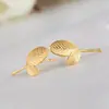 Pendientes de Plata de Ley 925 con Forma de Hoja Chapados en Oro Venta al por Mayor Estilo Coreano Moda Elegante Sencillo Joyería de Plata de Ley Pendientes Versátiles