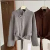 Suéter Casual de Manga Larga con Cuello Semi-Alto Rio Notes Tejido Holgado para Primavera y Otoño Diseño de Atar Ropa Exterior