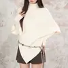Suéter de Gola Alta com Design Irregular de Nicho para Mulheres, Versão Coreana Outono e Inverno, Estilo Solto Preguiçoso, Top de Tricô Macio e Grosso