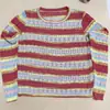 Suéter de Punto Suave y Cera con Rayas Huecas Estilo Coreano Otoño Temprano Diseño Retro Suave de Otoño para Mujer Estilo Perezoso de Nicho