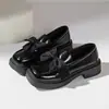Nuevos Zapatos de Cuero Pequeños Gruesos Slip-on con Lazo Talla Grande de Comercio Exterior para Mujer Estilo Británico Transfronterizo Casual Mocasines de Punta Cuadrada