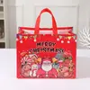 Bolsa de Regalo para Fiesta Bolsa de Dulces Bolsa Tote Navideña Bolsa de Tela No Tejida Bolsa de Empaque Estampada con Muñeco de Nieve Al por Mayor