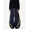 Pantalones Jogger Rayados de Pierna Ancha Talla Grande 150 kg Unisex Otoño/Invierno 2026 Delgados de Cintura Alta Corte Relajado