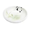 Suporte de Bule de Chá Cerâmico Pintado à Mão com Bambu e Panda das Dinastias Tang e Song, Conjunto de Chá Kung Fu, Acessórios para Cerimônia do Chá Doméstica, Prato Multiuso, Bandeja Redonda para Lanches de Chá