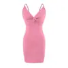 Vestido halter sexy escotado que deja al descubierto las clavículas, diseño retorcido, cintura alta, corte ajustado, sin espalda, vestido bodycon que realza la figura