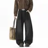 Jeans rectos retro americanos para hombre, pantalones casuales de retazos deconstruidos, pantalones anchos holgados de estilo high street para otoño