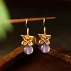 Brincos de Prata 925, Novos Brincos Estilo Palácio Chinês, Tarraxas de Borboleta para Mulheres, Estilo Nacional Tendência, Versátil para Cheongsam, Ganchos de Orelha Únicos