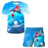 Patrón de impresión digital 3D de trabajador con gorra roja temático de videojuegos, ropa unisex para niños, conjunto casual de dos piezas de dibujos animados