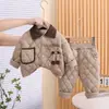 Ropa de Invierno de Dos Piezas para Bebés Niños y Niñas, Algodón, Nuevo Estilo, Rombo, Dibujos Animados, Traje de Invierno