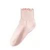 Calcetines de algodón finos de verano para mujer con bordes de volantes, calcetines blancos de encaje hasta la pantorrilla, calcetines sin costuras de primavera-verano para maternidad