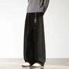 Pantalones casuales de lana para hombre, otoño e invierno, estilo retro japonés, corte holgado, nuevo diseño moderno, simples, engrosados, plisados, pantalones para hombre
