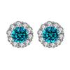 Brincos de imitação de moissanite japoneses e coreanos brincos de girassol femininos 1 quilate banhado a platina tremolo ponto vivo cadeia de suprimentos