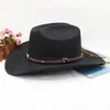 Chapéu de Cowboy Ocidental de Lã Retrô Ornamento de Cabeça de Touro de Metal Fedora de Aba Larga Chapéu de Feltro Jazz Quente à Prova de Vento Outono e Inverno Homens e Mulheres