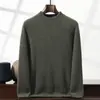 Suéter masculino de cashmere com gola alta meia, cor sólida, malha business casual, corte solto, luxo leve, espessado, quente, suéter para usar como base