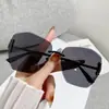 Óculos de Sol de Alta Qualidade com Proteção UV para Mulheres, Novos Óculos de Sol com Cor Degradê, Óculos de Armação Grande Poligonal para Mulheres, Óculos Sem Aro