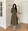 Ropa nueva de otoño para mujer estilo chic coreano estilo francés otoño e invierno elegante vestido largo con cinturón para mujer 19994