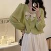 Camisa con Lazo Estilo Francés para Mujer Manga Larga Estilo Coreano Retro Estilo Hong Kong Top Delgado Chic Manga Abullonada Camisa Rosa Trendy