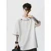 2026 Caliente Nuevo Estilo de Verano Camiseta de Manga Corta Bordada con Letras de Colores para Niños y Niñas, Corte Holgado, Talla Grande, Top de Moda para Estudiantes