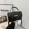 Bolsa texturizada estilo coreano para mulheres 2024 início da primavera novo fio de bordado Bolsa feminina estilo ocidental bolsa crossbody simples cor contrastante pequena bolsa quadrada