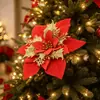 Tecido floral de três camadas de 18 cm com design tridimensional alargado, grande flor de Natal adequada para decoração de guirlanda de trepadeira, exclusivamente para vendas transfronteiriças