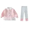 Conjunto de leggings de encaje de conejito para niñas estilo coreano, nuevo modelo primavera y otoño 2026, elegante atuendo de dos piezas para niñas pequeñas