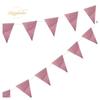 3m Bandeirinhas Triangulares Douradas e Prateadas, Enfeites de Papel, Suprimentos para Festa, Decorações de Janela com Flores, Bandeirinhas Triangulares