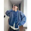 Chaqueta cárdigan para hombre para primavera y otoño, sudadera holgada de manga larga, estilo americano moderno y elegante, corte limpio, ropa exterior casual