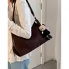 Bolsa Casual de Axila para Mulheres 2025 Outono Nova Bolsa Tote Camurça Grande Capacidade Bolsa de Ombro Simples na Moda
